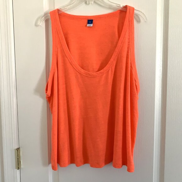 Old Navy EveryWear Linen Blend Tank Top Sleeveless Scoop Neck Orange Size XXL - Picture 4 of 5